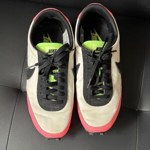 Nike Women’s Low-Top Sneakers in White, Black & Neon Green with Pink Trim